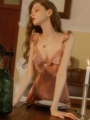 This evening He Xi sexy pajamas women's summer ice silk new 2022 spring and autumn lace suspender skirt with breast cushion