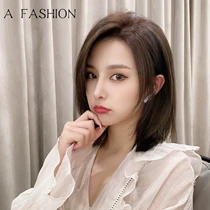 Women's Wig Medium Short Hair Full Natural Real Human Hair Silk Full Head Cover Split Repair True Hair Network Red Elegant Wig Cover